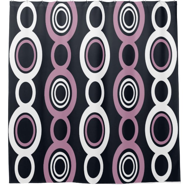 Mid Century Modern Chain Links White Mauve Shower Curtain (Front)