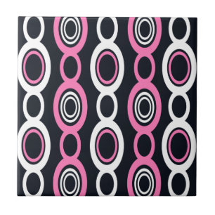 Mid Century Modern Chain Links White Pink Ceramic Tile
