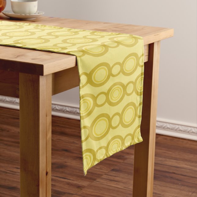 Mid Century Modern Chain Links Yellow Short Table Runner (In Situ)