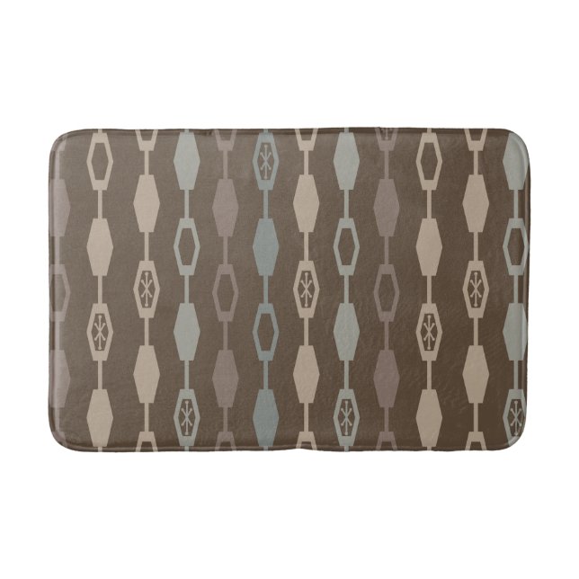 Mid Century Modern Chains Earth Tones Bath Mat (Front)