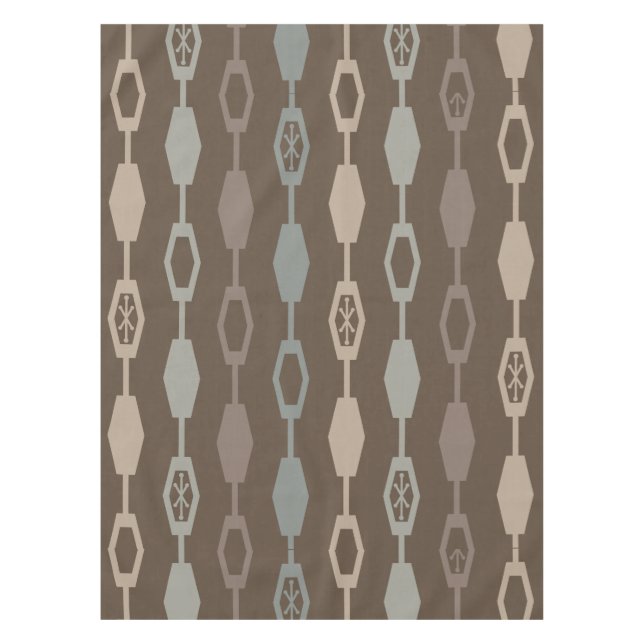 Mid Century Modern Chains Earth Tones Tablecloth (Front)