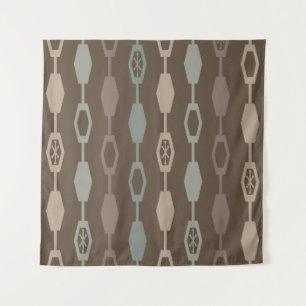 Mid Century Modern Chains Earth Tones Tapestry