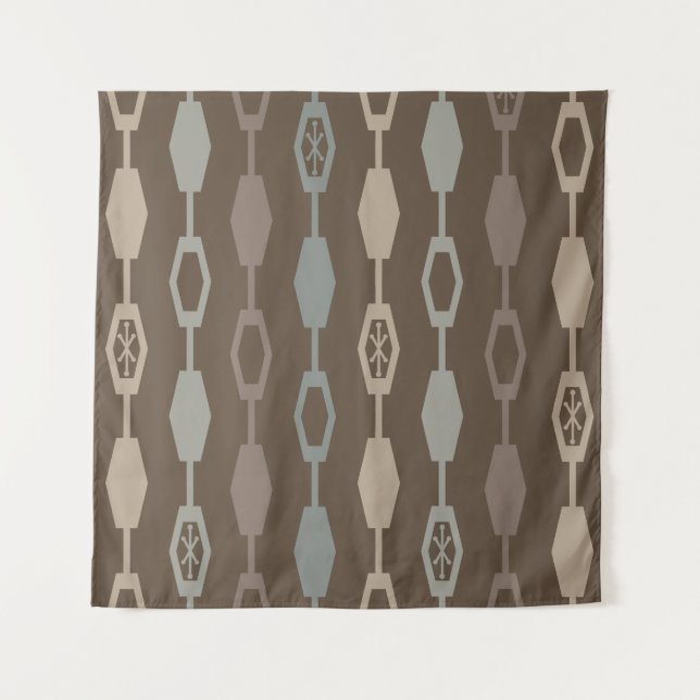 Mid Century Modern Chains Earth Tones Tapestry (Front)