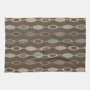 Mid Century Modern Chains Earth Tones Tea Towel