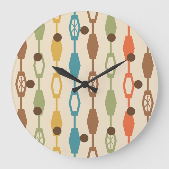 Mid Century Modern Chains Multicolored Large Clock (Front)