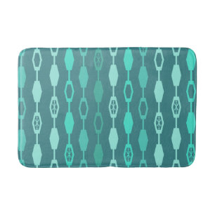 Mid Century Modern Chains Teal Bath Mat