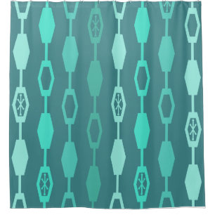Mid Century Modern Chains Teal Shower Curtain