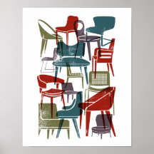 Mid-Century Modern Chairs in Muted Retro Colours