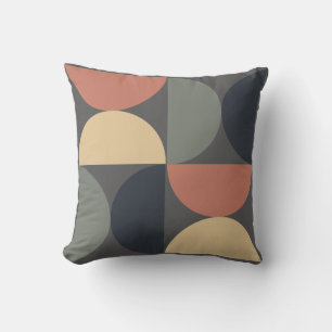 Mid Century Modern Charcoal Salmon Cushion
