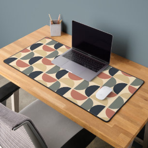Mid Century Modern Charcoal Salmon Desk Mat