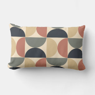 Mid Century Modern Charcoal Salmon   Lumbar Cushion