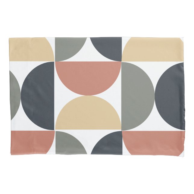 Mid Century Modern Charcoal Salmon    Pillowcase (Front)