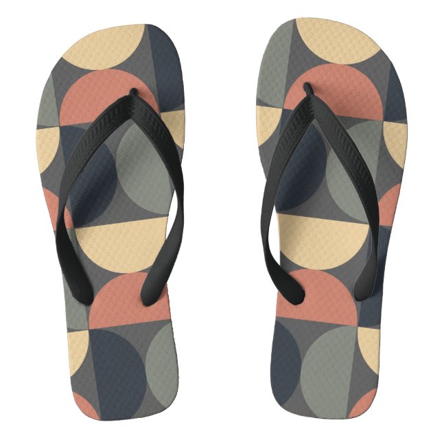 Mid Century Modern Charcoal Salmon     Thongs (Footbed)