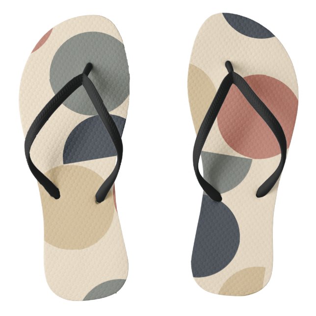 Mid Century Modern Charcoal Salmon   Thongs (Footbed)