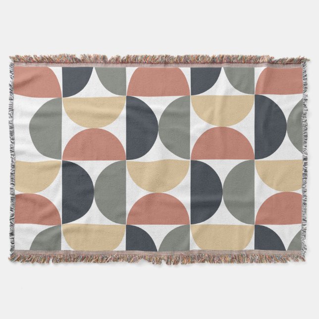 Mid Century Modern Charcoal Salmon   Throw Blanket (Front)