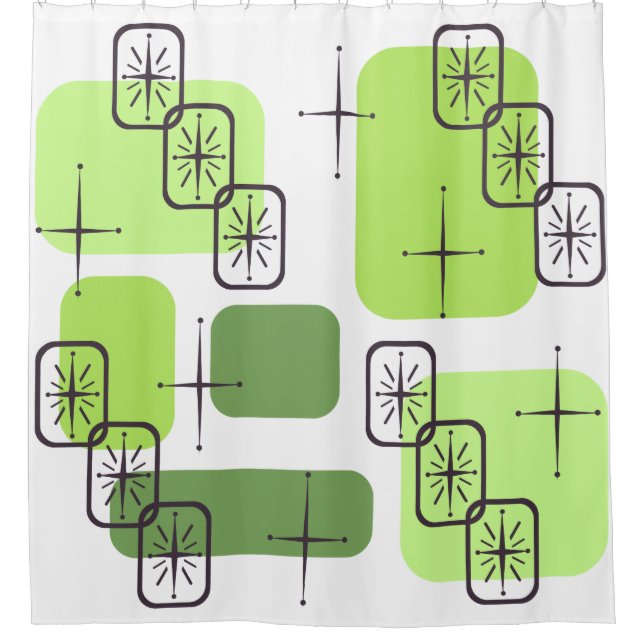 Mid Century Modern Chartreuse Green Shower Curtain (Front)
