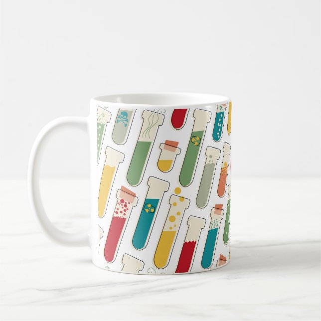 Mid Century Modern Chemistry Test Tube Stripe Coffee Mug (Left)