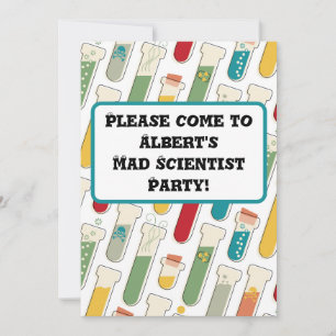 Mid Century Modern Chemistry Test Tube Stripe Invitation