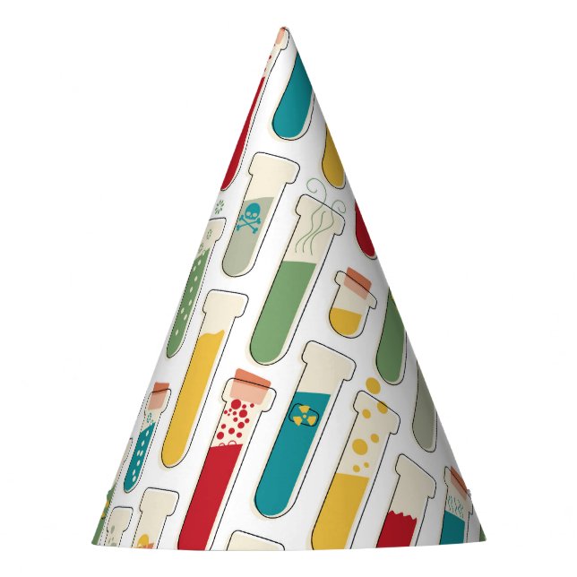 Mid Century Modern Chemistry Test Tube Stripe Party Hat (Front)