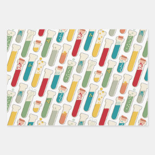 Mid Century Modern Chemistry Test Tube Stripe Wrapping Paper Sheet