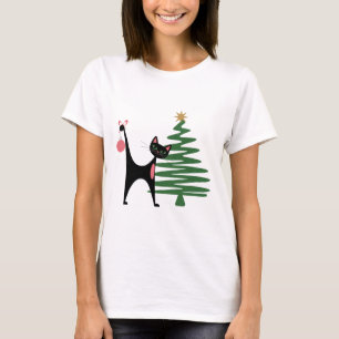 Mid-century Modern Christmas 1950's Atomic Cat T-Shirt