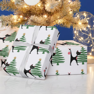 Mid-century Modern Christmas 1950's Atomic Cat Wrapping Paper
