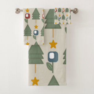 Mid-Century Modern Christmas Bath Towel Set