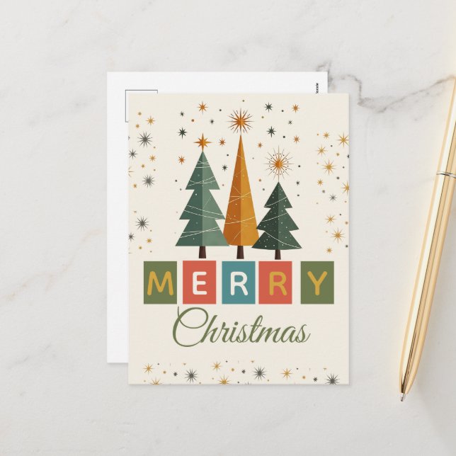 Mid-Century Modern Christmas Card (Front/Back In Situ)