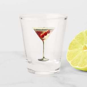 Mid Century Modern Christmas Cranberry Martini Shot Glass
