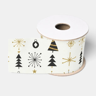 Mid Century Modern Christmas Icons Grosgrain Ribbon