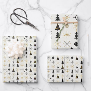Mid Century Modern Christmas Icons Wrapping Paper Sheet