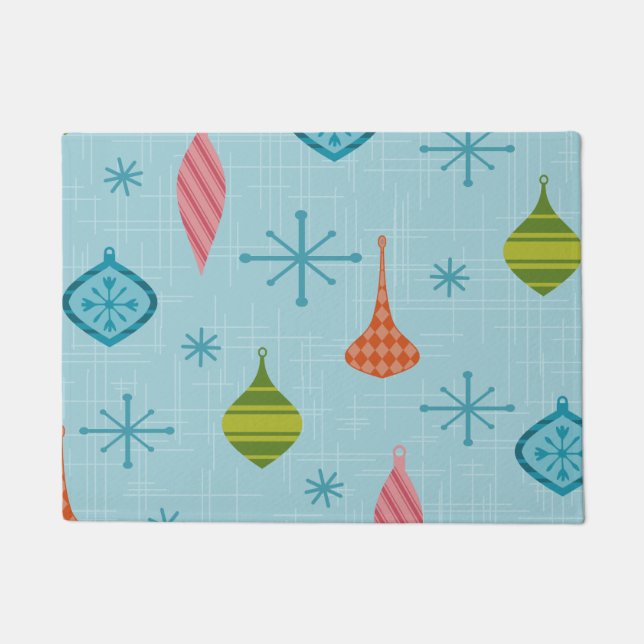 Mid Century Modern Christmas Ornaments Doormat (Front)
