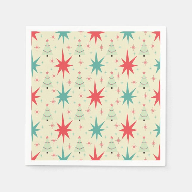Mid Century Modern Christmas Pattern Napkin (Front)