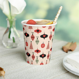 Mid Century Modern Christmas Pattern Paper Cups