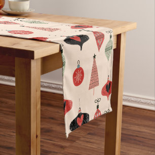 Mid Century Modern Christmas Pattern Short Table Runner