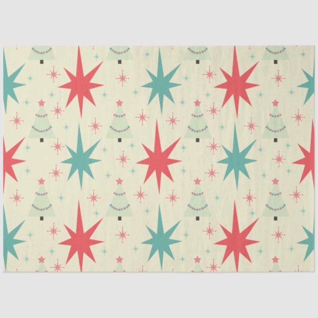 Mid Century Modern Christmas Pattern Tissue Paper (Front)