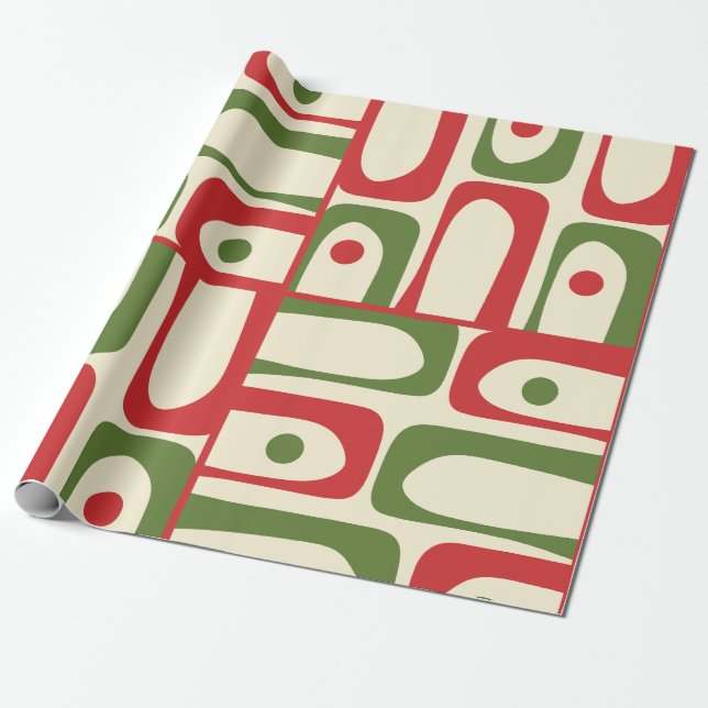 Mid Century Modern Christmas Piquet Abstract Wrapping Paper (Unrolled)