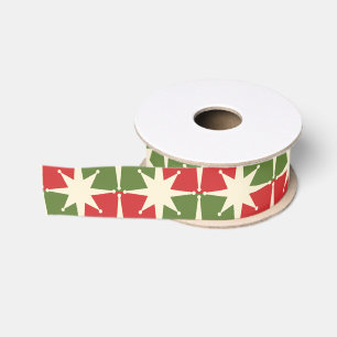 Mid Century Modern Christmas Retro Starbursts Grosgrain Ribbon