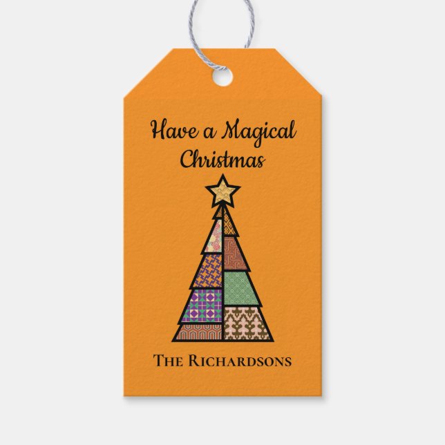 Mid-century Modern Christmas Tree Gift Tag (Front)
