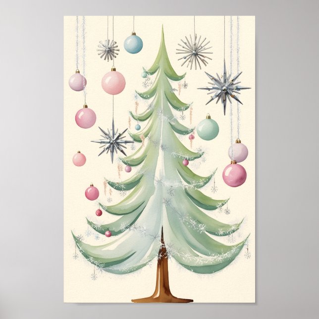 Mid-Century Modern Christmas Tree Poster (Front)