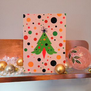 Mid Century Modern Christmas Tree Retro Rocket Holiday Card