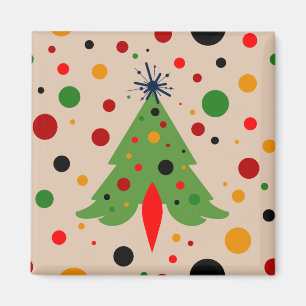 Mid Century Modern Christmas Tree Retro Rocket Magnet
