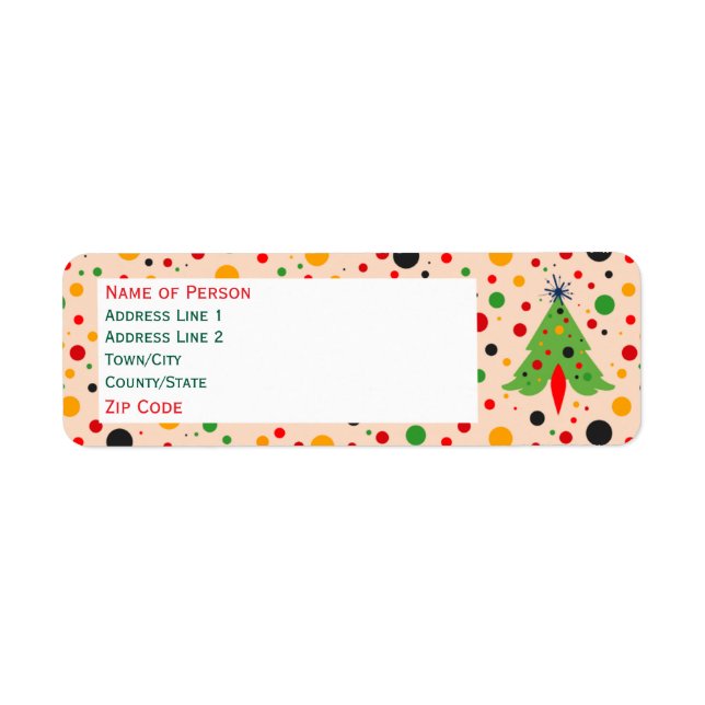 Mid Century Modern Christmas Tree Return Address Label (Front)