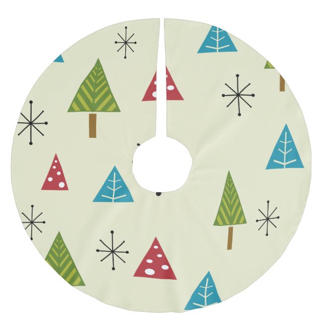 Mid Century Modern Christmas Trees Brushed Polyester Tree Skirt (Front)