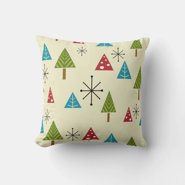 Mid Century Modern Christmas Trees Cushion (Front)