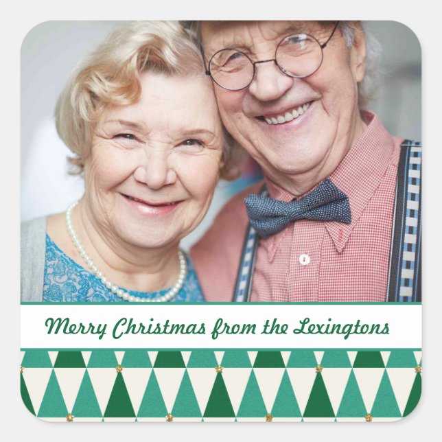 Mid Century Modern Christmas Trees Photo Square Sticker (Front)