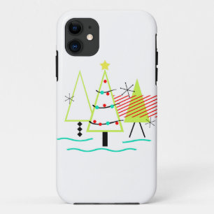 mid century modern christmas trees retro iPhone 11 case