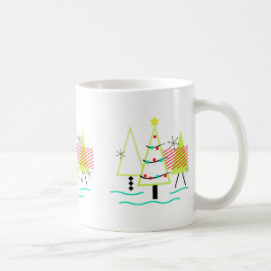 mid century modern christmas trees retro coffee mug