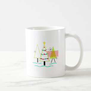 mid century modern christmas trees retro coffee mug