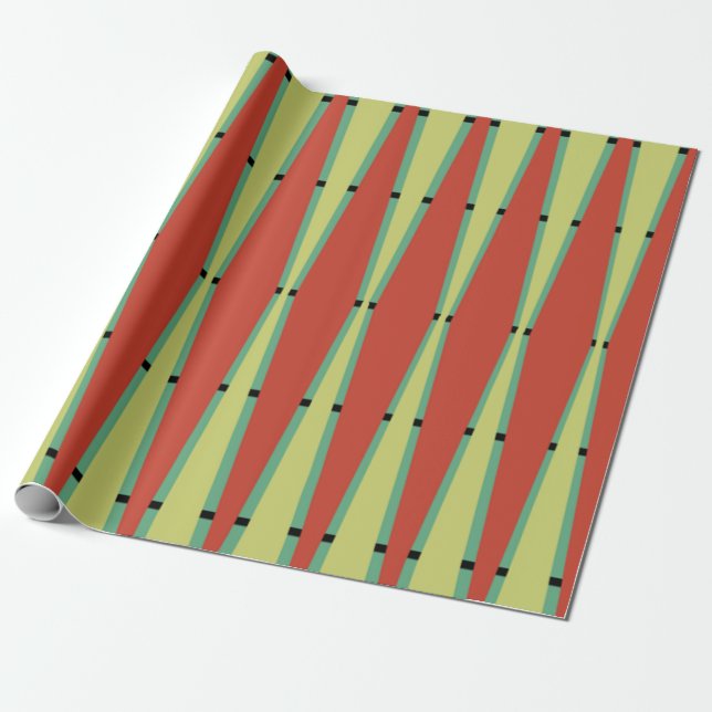 Mid-Century Modern Christmas Wrapping Paper (Unrolled)